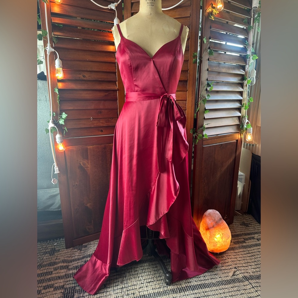 Chicsew Scarlet Satin High-Low Dress